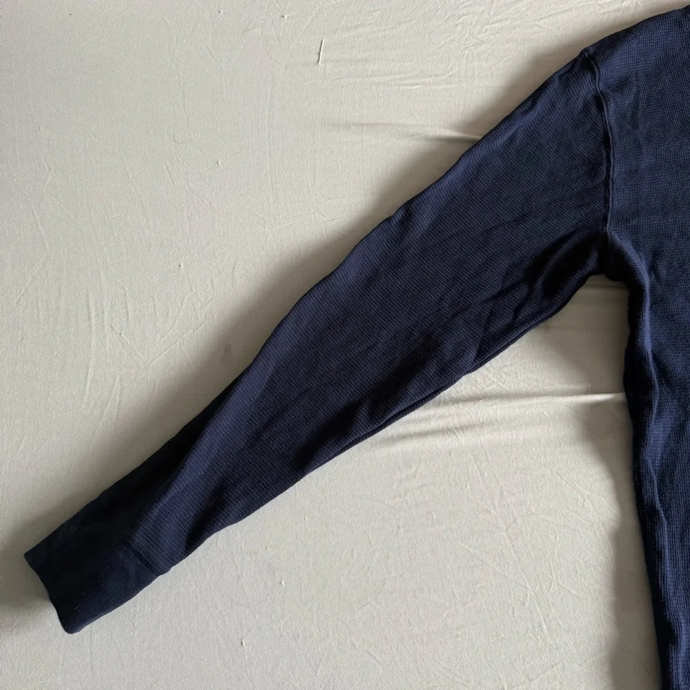 Polo Ralph Lauren Waffle Knit Thermal‎ Mens Medium Blue Embroidered Bear Logo